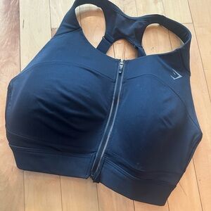 Gymshark Black Front-Zip High Support Sports Bra